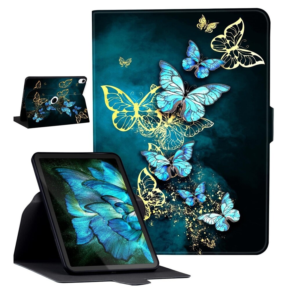 Rotating Slim Cover for iPad (A16) 11th Gen 11 Inch (2025) Blue Butterflies